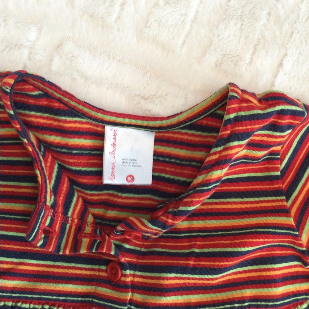 Hanna Andersson baby girls striped dress size 80/ 18-24 mos - Picture 5 of 6